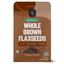 FGO Organic Whole Brown Flax Seeds, 2 Pound / 32oz Bulk Resealable Pouch, For Baking, Cooking & Smoothies, Sproutable, Grown in USA & Canada (Pack of 1)