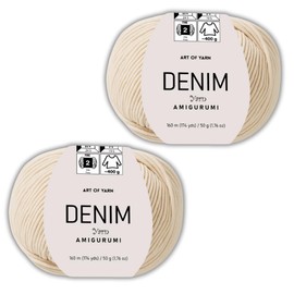 Art of Yarn Denim 55% Cotton,45% Poliacrylic, 2 Skeins Total 100gr (3,52 oz),320m (3,48 yds),Soft & Smooth Yarn Sport – Fine(2) for Crocheting, Knitting, Amigurumi, Baby Blankets, Baby Garments 99995