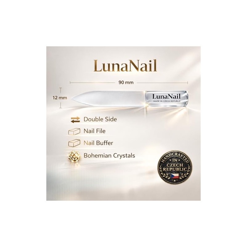 Glass Nail File & Buffer for Natural Nails, Czech Crystal