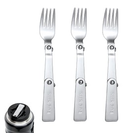 3pcs Forks Replacement for THERMOS FUNTAINER Food Jar 16 Oz, Multifunctional Foldable Forks Replacement Portable Folding Forks Dishwasher Safe Metal Serving for Picnic School Travel Outdoor