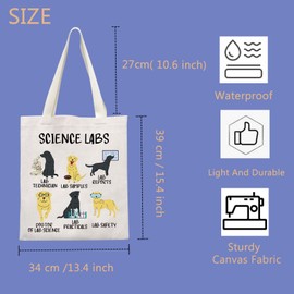 TIIMG Labrador Retriever Science Gift Tote Bag (SCIENCE LABS CA) - Canvas, Large, Adult Women's Unisex, Durable, Dog Lovers, Science Enthusiasts