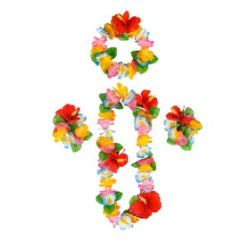 duoyif Hawaiian Necklaces, Hawaiian Flower Chain, Flower Chain, Hair Band, Bracelets, Grass Skirt, Party Costume Accessories, Flower Chain for Cheerleading, Birthday, Carnivals, Beach Parties (Orange