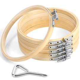 Caydo 6 Pieces 6 Inch Embroidery Hoop with Metal Screw, Round Embroidery Hoops Set, Bamboo Cross Stitch Hoop Ring, Embroidery Frames for Art Craft Sewing, Home Ornaments