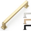 9BUILD 6 Pack 5 Inch Brushed Brass Cabinet Handles -
