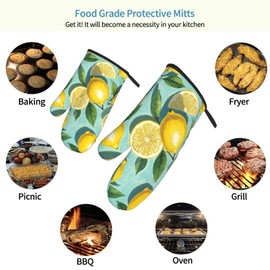 Lemon Oven Mitt 2-Pack Set, Heat Resistant，7"x13"