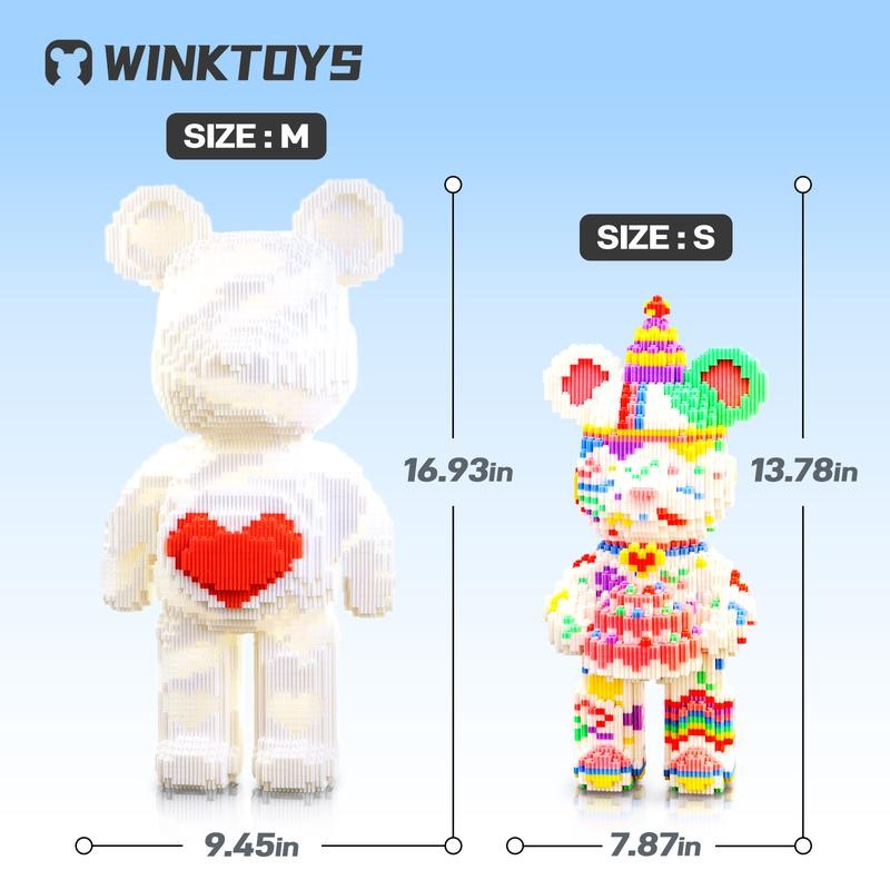 Bear Building Block,Winktoys building block,Bear Toys,Birthday Gift,Educational,Boy,Girl,Trend Decoration,Cool Gifts,Brick,Family Bonding:_[S]Overall