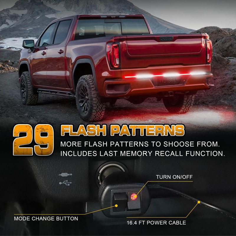 XRIDONSEN 48 inch Truck Tailgate Emergency Lights Strip 288 LED
