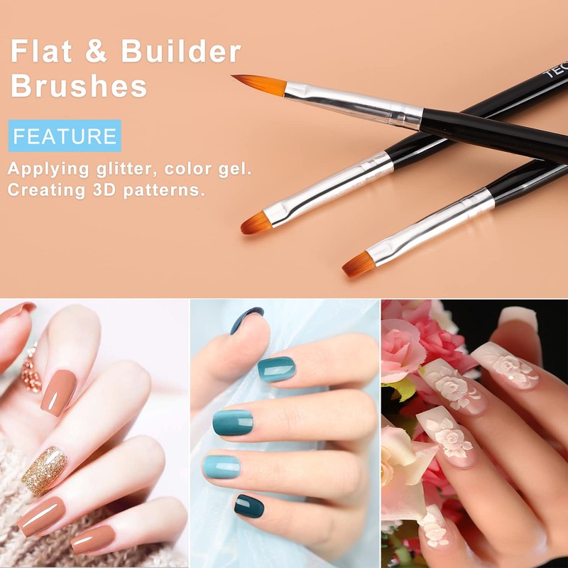 TEOYALL Nail Art Brushes, Nail Design Painting Brushes Builder Gel