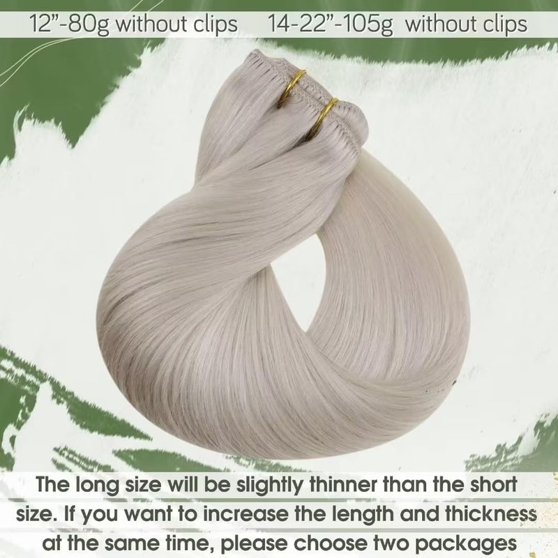 Hetto Blonde Clip-In Real Hair Extensions, Remy Hair Extensions, Platinum