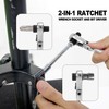 NQEUEPN 1/4" Drive Flex Head Ratchet, 2 in 1 Flex