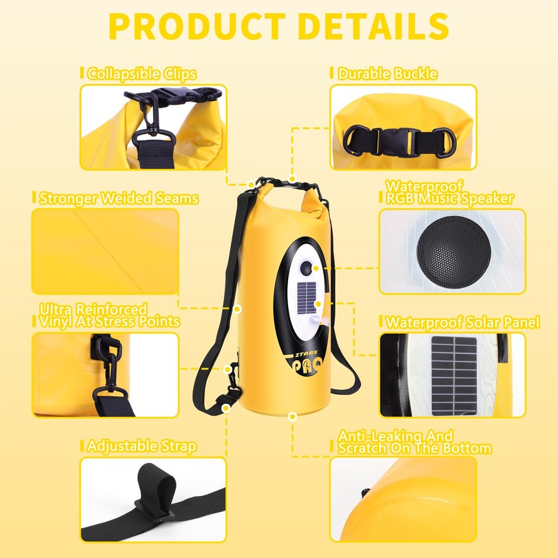 LexonElec x Ztarx Waterproof Dry Bag, yellow