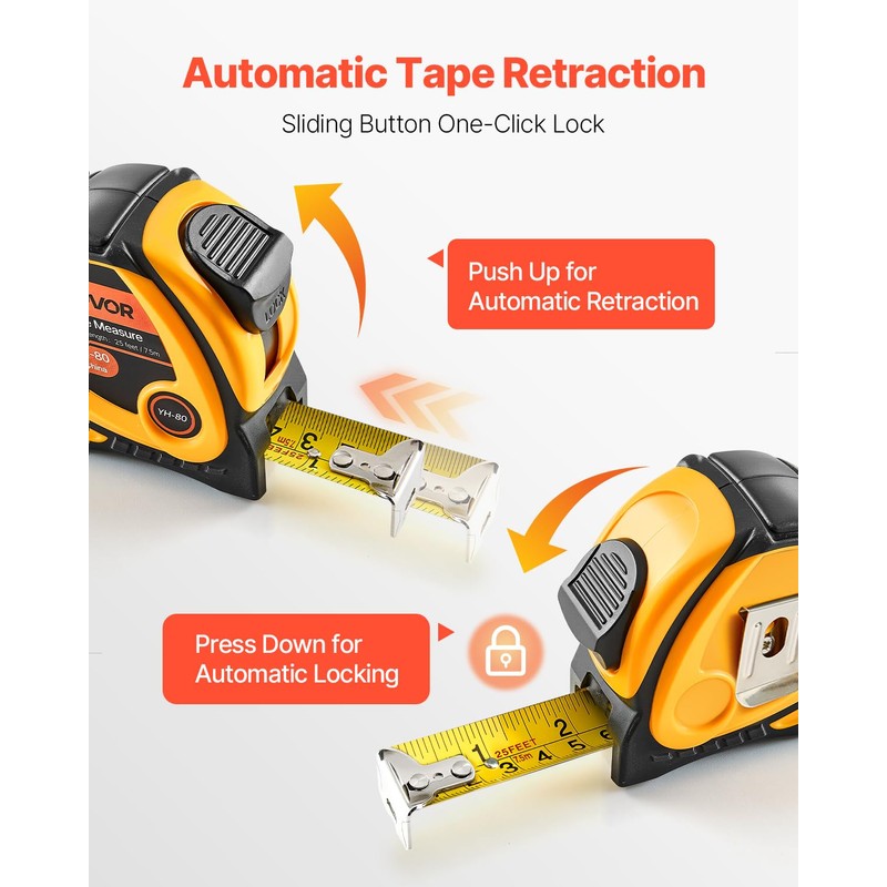 VEVOR 2 Packs Tape Measure 25 ft Length, Measuring Tape
