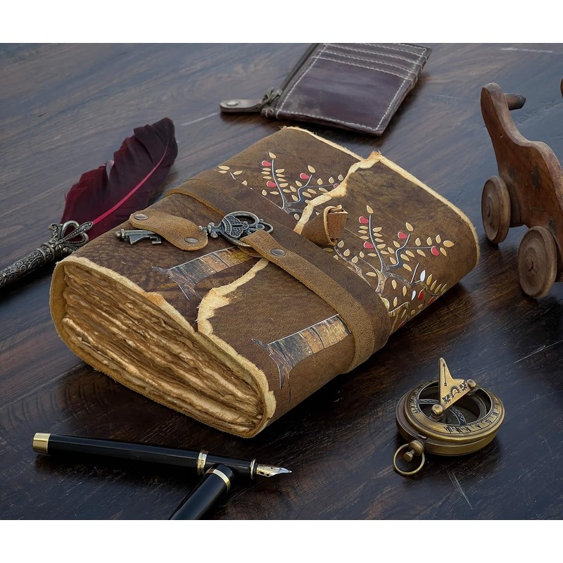 URBAN LEATHER 8 inch Tree for Life Heart Leaves Rustic
