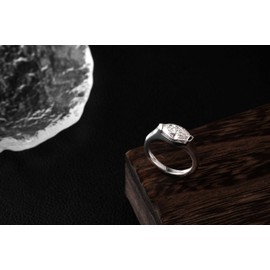 Jiostonor 2 Carasts Marquise Cut Moissanite Engagement Ring for Women Wedding Ring Half Bezel Tension Set 925 Sterling Silver DE Color VVS1 Lab Created Anniversary Diamond Ring, Gemstone, Moissanite