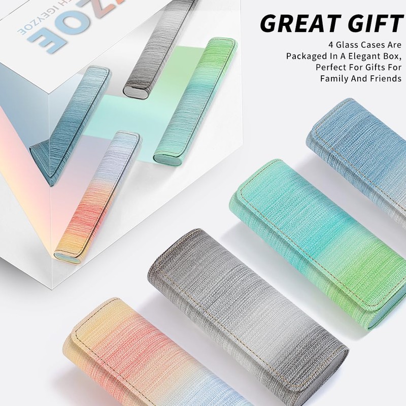 iGeyzoe Glasses Case 4 Pack, Eyeglasses Case Hard Shell For