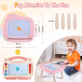 Smasiagon Large Magnetic Magic Drawing Board with Stand, Colourful Erasable Desk for Kids Ages 1, 2, 3, as a Christmas or Birthday Gift, Pink