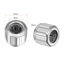 sourcing map Needle Roller Bearings, One Way Bearing, 8mm Bore 14mm OD 12mm Width 3pcs