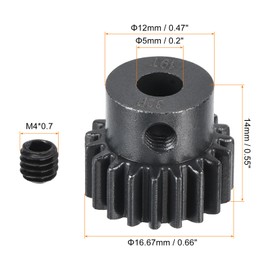 sourcing map RC 32P Hardened Pinion Gear 5mm Shaft 18T Motor Gears Carbon Steel for RC Car Boat Drone