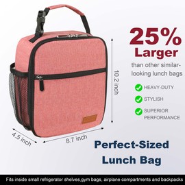 Femuar Lunch Box for Men Women Adults Small Lunch Bag for Office Work Picnic - Reusable Portable Lunchbox, Pink