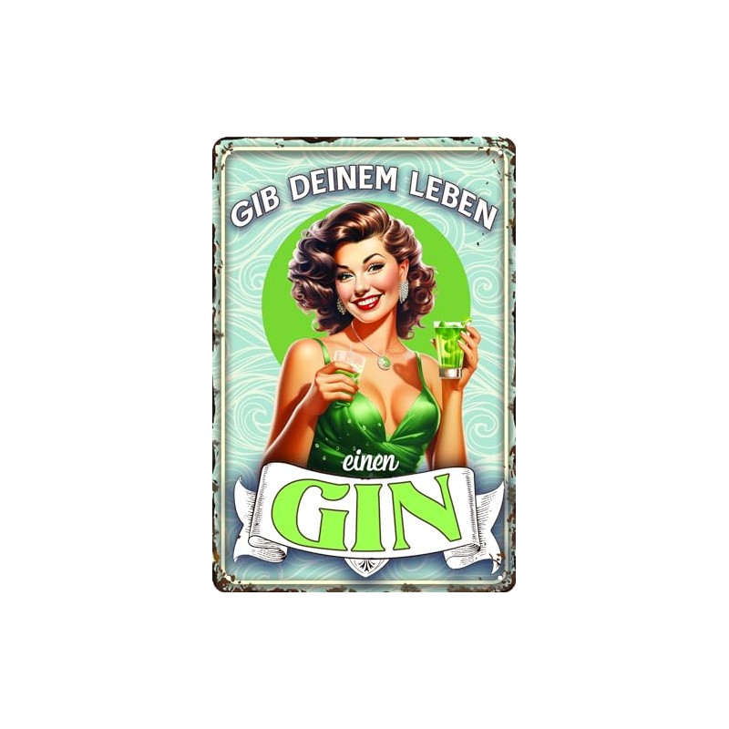 Weatherproof 30 x 20 cm Tin Sign - Gin and