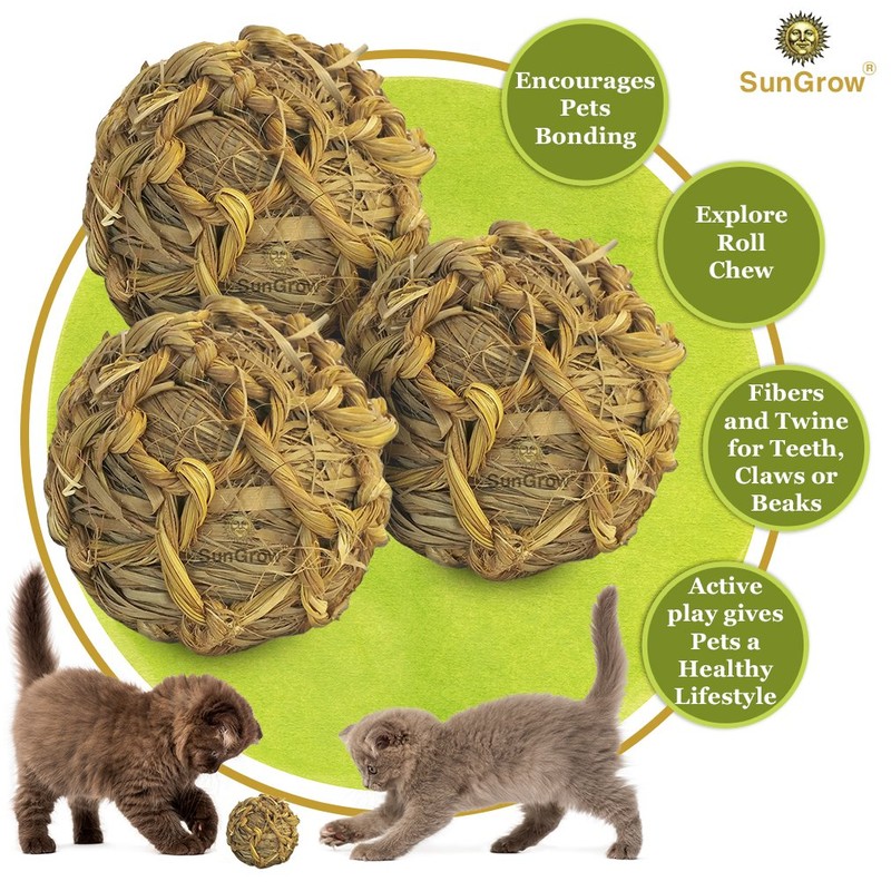 SunGrow Seagrass Balls for Rabbit, for Pet’s Gums & Teeth,