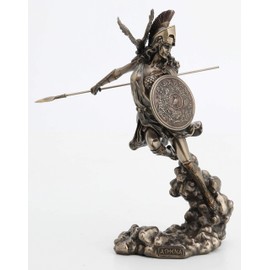 Veronese Design 9 1/4 Inch Greek Goddess Athena Holding Spear and Shield Cold Cast Resin Bronze Finish Statue Home Decor