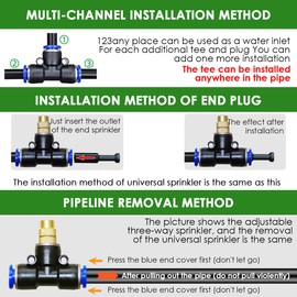 1/4 inch Adjustable Drip Irrigation Kit 33FT Automatic Garden Watering System 360 Degree Copper Sprayer Atomizing System for Flower Raised Bed Greenhouse Lawn (10 Nozzles) (10m)