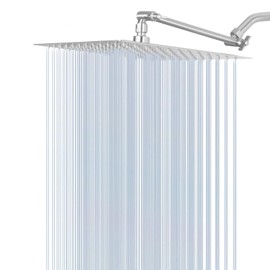 NearMoon Rain Shower Head with 11’’ Adjustable Extension Arm, Large Stainless Steel High Flow Rainfall Square Head, Bath Shower Waterfall Full Body Coverage (12 Inch, Brushed Nickel)