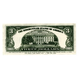 President Bill Clinton 3 Dollar Bill - 1993 Slick Times Novelty Money