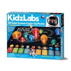KidzLabs - 3D Solar System Light-up Poster - Build your own science fair project board and learn about the solar system, for kids ages 5+