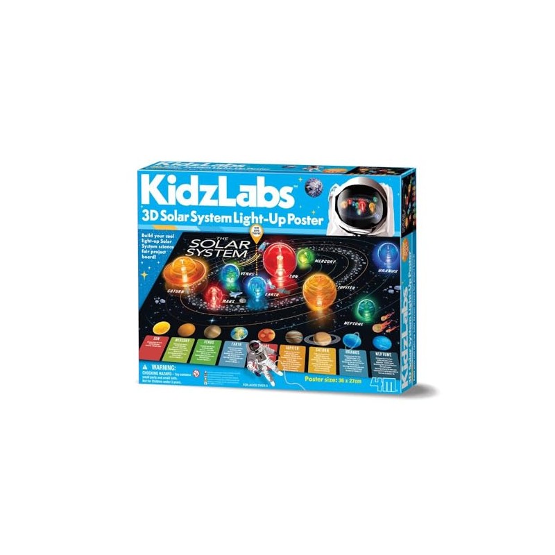 KidzLabs - 3D Solar System Light-up Poster - Build your