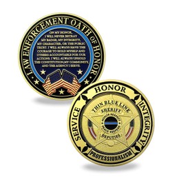 Thin Blue Line Police Challenge Coin Law Enforcement Prayer Military Coin