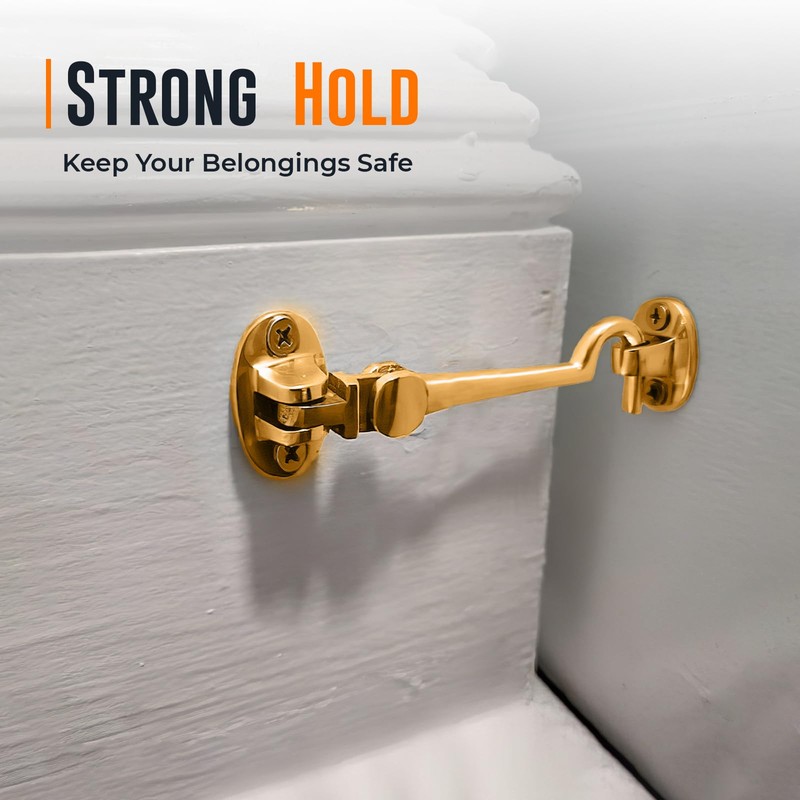Pack 2 Brass Cabin Hook | 100mm Cabin Door Hook