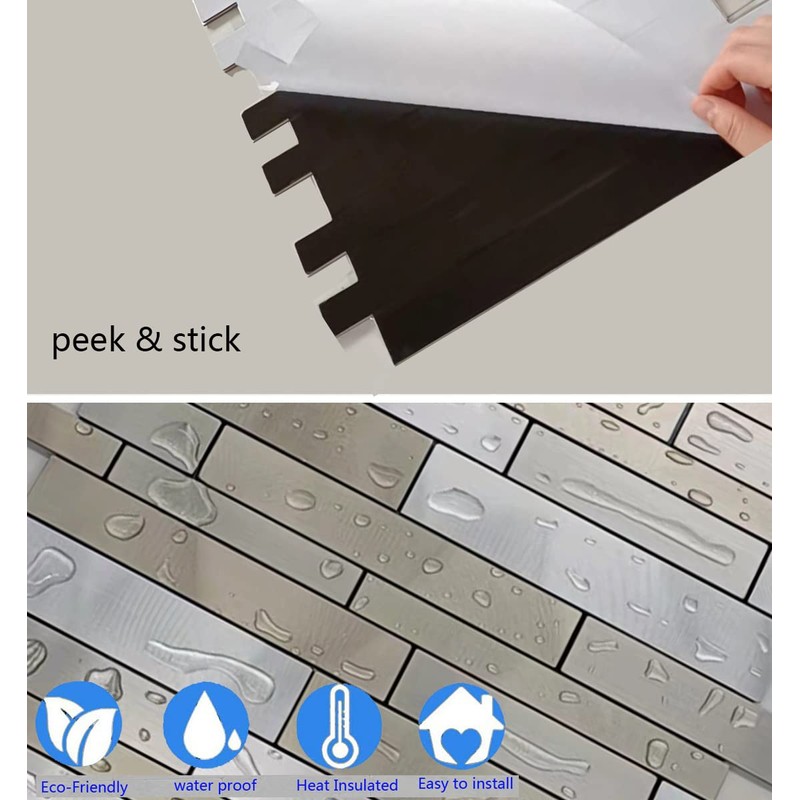 Weimeisc 10 Sheets Peel and Stick Backsplash Tile for Kitchen,