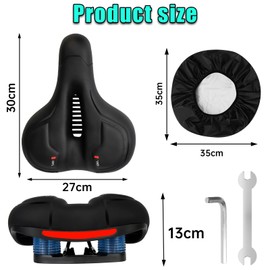LURICO Ultra Comfortable Ergonomic Bicycle Saddle with High Density Gel and Double Spring Shock Absorber - for Mountain Bike, City Bike - Men & Women, Suitable for Folding Bikes, Mountains and
