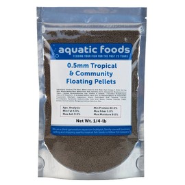 Aquatic Foods Inc. 0.5mm - 1/64" Tropical & Community Fish Floating Micro Pellets for Tetras, Guppies, Angel Fish, Small Cichlids, Goldfish. All Tropical Fish. - WL…1/4-lb Foil Pouch Bag