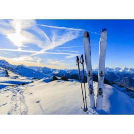 CORFOTO 10x8ft Fabric Snowy Mountain Photography Backdrop Winter Snowboard Decorations Ski Party Supplies Baby Shower Background Christmas Party Backdrop Wedding Anniversary Photo Studio Booth Props