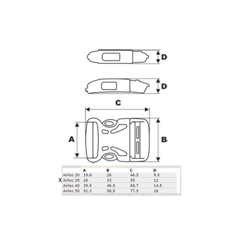 ITW-Nexus Airloc High-Quality Acetal Buckle 25 mm Pack of 1