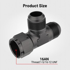 EVIL ENERGY 16AN Male Tee Fitting to AN16 Female Swivel on Run Aluminum Black