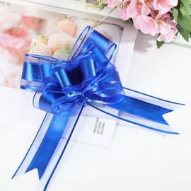 20 Pieces Pull Bow Gift Wrapping Bows Pull Bows with Ribbon for Party Birthday Holiday Gift Wrapping Bow, Christmas, Wedding Baskets, Valentine's Day Present Decoration Bow, Blue