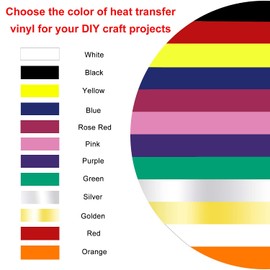 12 Roll Heat Transfer Vinyl 12 Inch by 5 Feet for T-Shirts, Iron on HTV Compatible with Cricut, Cameo, Heat Press Machines, Sublimation