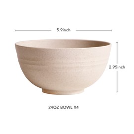 greenandlife Lightweight & Unbreakable Wheat Straw Bowl - Noodle Fruit Soup Bowl Rice Bowls Dishwasher Microwave Safe Cereal Bowl sets 4pcs