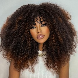 FANCEE Afro Kinky Curly Crochet Hair Extension Ombre Brown Marlybob Jerry Curl Braiding Hair for Black Women Short Soft Synthetic Passion Twist Hair 6X (1B/30, 10 Inches)