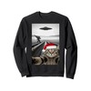 Christmas Cat Selfie Bigfoot UFO Santa Hat Funny Sweatshirt