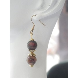 Picasso jasper bead and gold Tibetan bead earrings