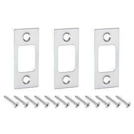sourcing map 3Pcs Door Strike Plate, 57mm x 25.5mm Stainless Steel Latch Deadbolt Replacement Lock Strike Plate for Door Frame Door Jamb Reinforcement, Silver