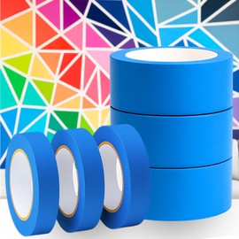 Elasticpack Painters Tape Dual Width 6-Pack - 3×1" + 3×2", 55 yd ea - Clean Removal Masking Tape for Accent Wall & Geometric Painting, Indoor Trim, Furniture & DIY - UV Resistant, Crepe Paper, Blue