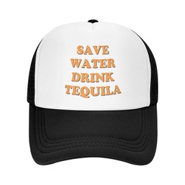 Save Water Drink Tequila Hat Funny Trucker Hats Adjustable Classic Fishing Cap for Men and Women Black, Black, One Size-Medium