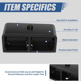 Auto Dynasty Rear Leaf Spring Leveling Lift Blocks Compatible with 1999-2007 Chevy Silverado GMC Sierra 1500 Classic 2WD, 3" Lift Height, Powdercoated Black