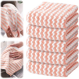 6 piezas de pao de limpieza de microfibra; pao para platos; toalla de cocina; estropajo; trapo; trapo de cocina; toalla de cocina; trapo para auto; trapo para limpieza de vidrios (Rosa, 25 25 cm)